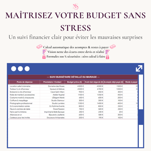 Noces Sereines — Le Planning de Mariage Complet (Google Sheets)